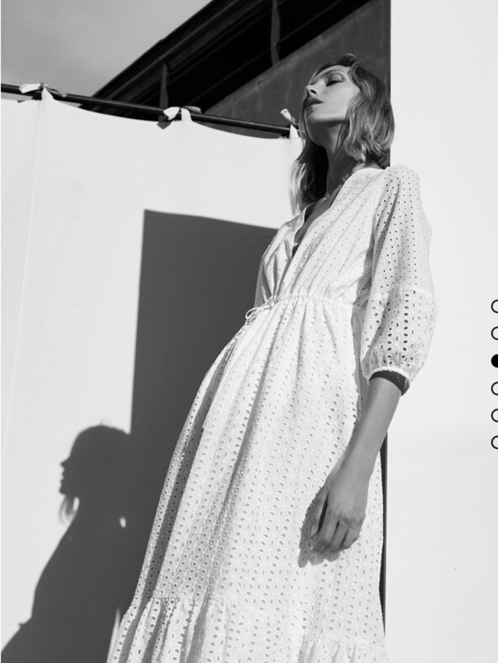 Zara | White Openwork Embroidered Eyelet Midi Dress | Size XS - Picture 2 of 9